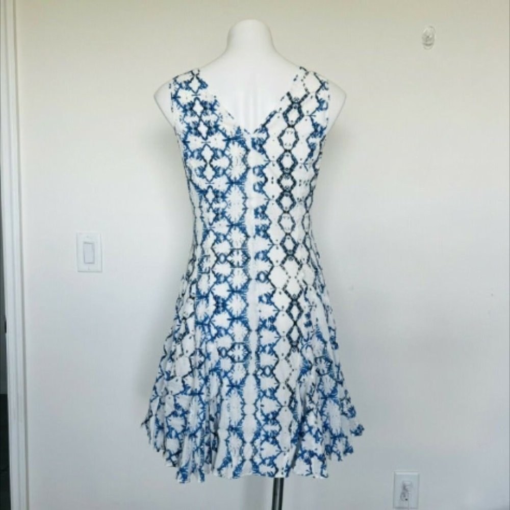 Rebecca Taylor size 4 Sleeveless Tie Dye Dress Color:Frost Combo blue and white - Picture 10 of 12
